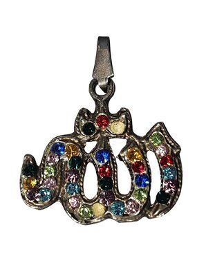 Vintage Rhinestone Snake Pendant Charm Multicolor Gems Silver Tone DIY Jewelry